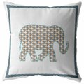 Homeroots 18 in. Gold & White Elephant Indoor & Outdoor Throw Pillow 412437